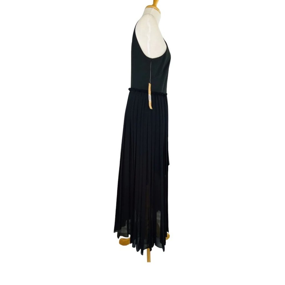 Rachel Roy High Neck Crepe Dress With Chiffon Overlay Black NWT Sz 8 Hi Low - Picture 9 of 11